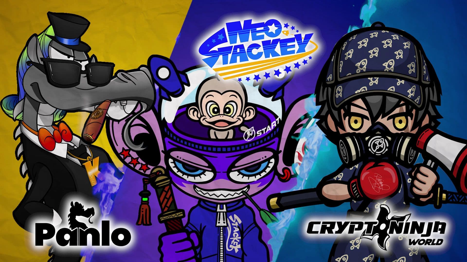 The flagship IP lineup: Panlo, Neo Stackey and Crypto Ninja World