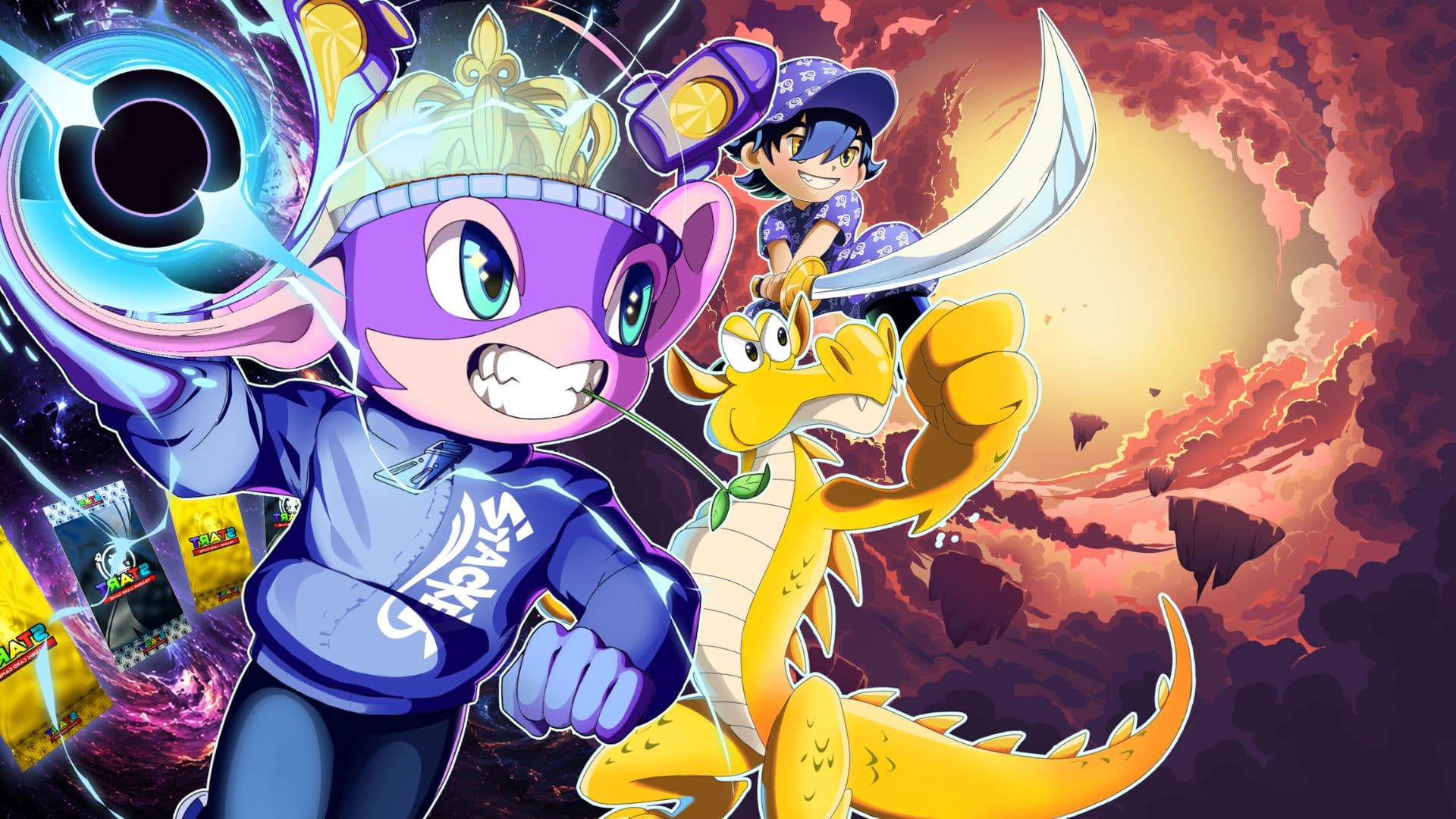 STACKEY, the gold dragon and their rider mid-charge